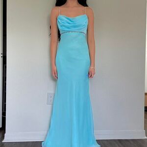 Early 2000s ice blue maxi gown by Cache